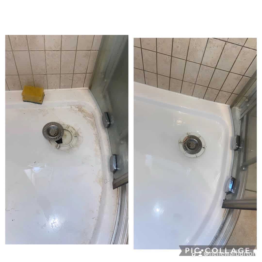 Shower cleaning before and after